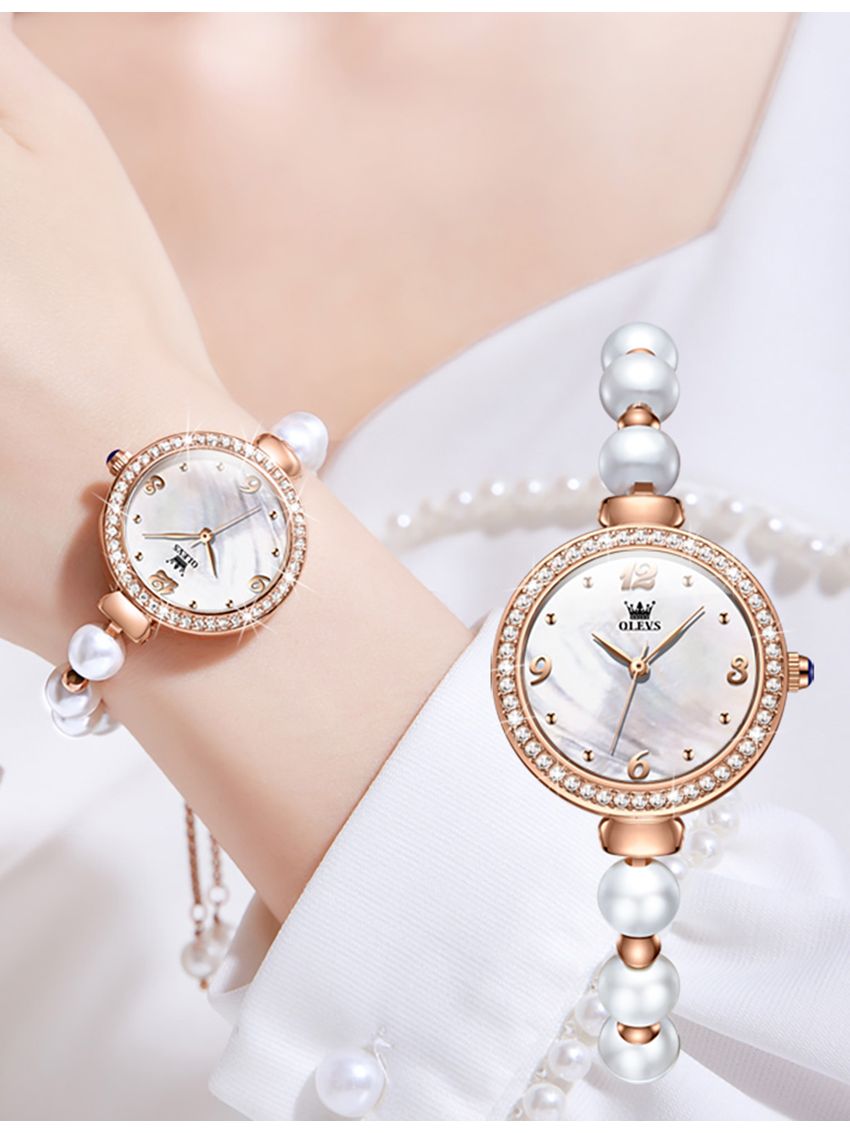 珍珠手鏈鑽石石英女錶- 品牌特賣，就是超值！